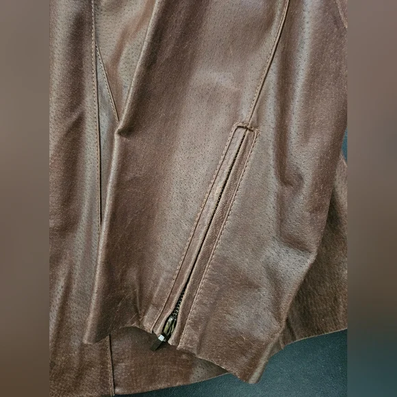 NWOT - Leather Lane Bryant Brown Biker Jacket - Size 14/16 - Vintage - Picture 6 of 9